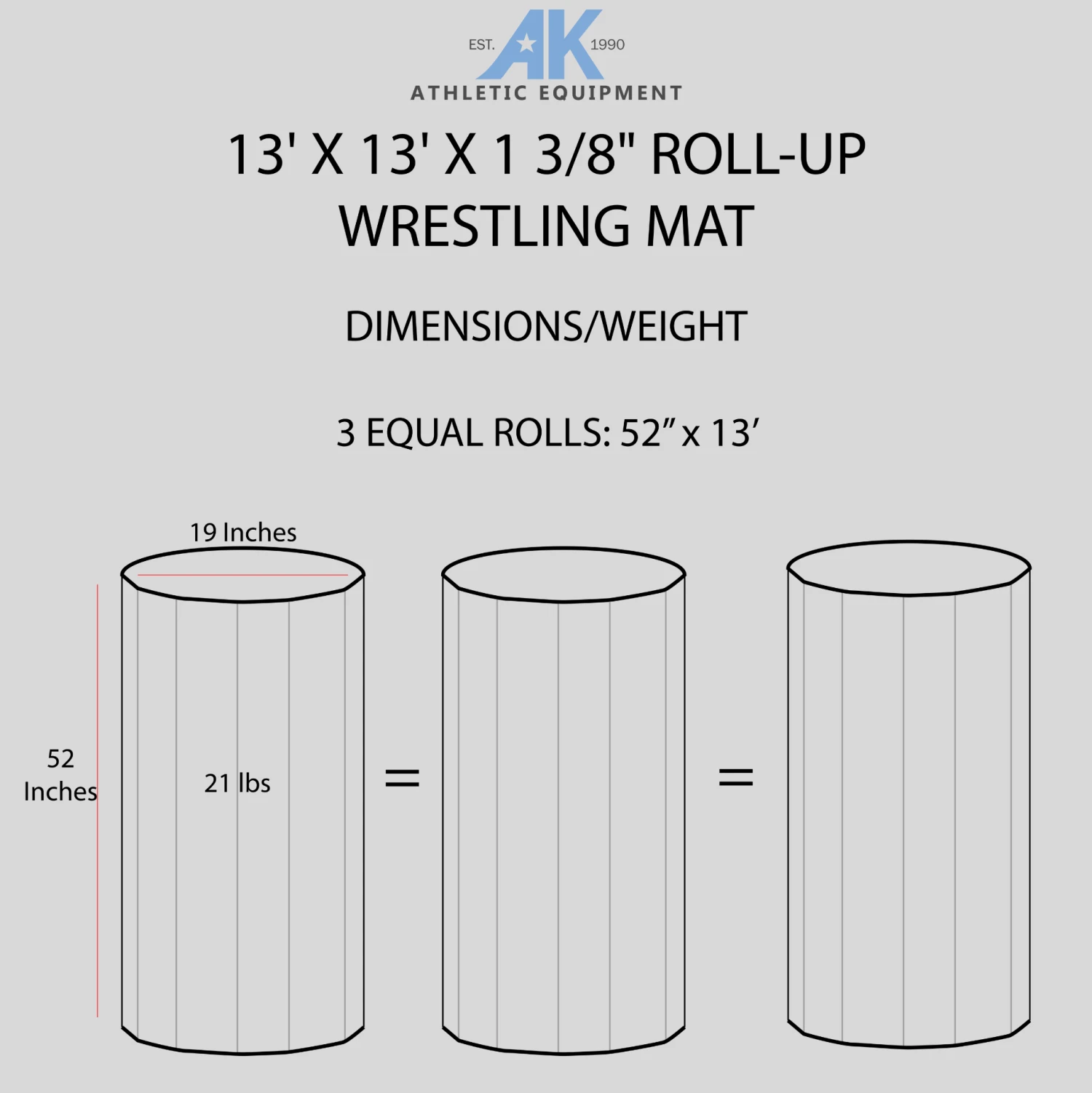 AK Athletic Equipment 13' X 13' X 1 3/8" Roll-Up Wrestling Mat 15 AK Athletic Equipment 13' X 13' X 1 3/8" Roll-Up Wrestling Mat - Image 15