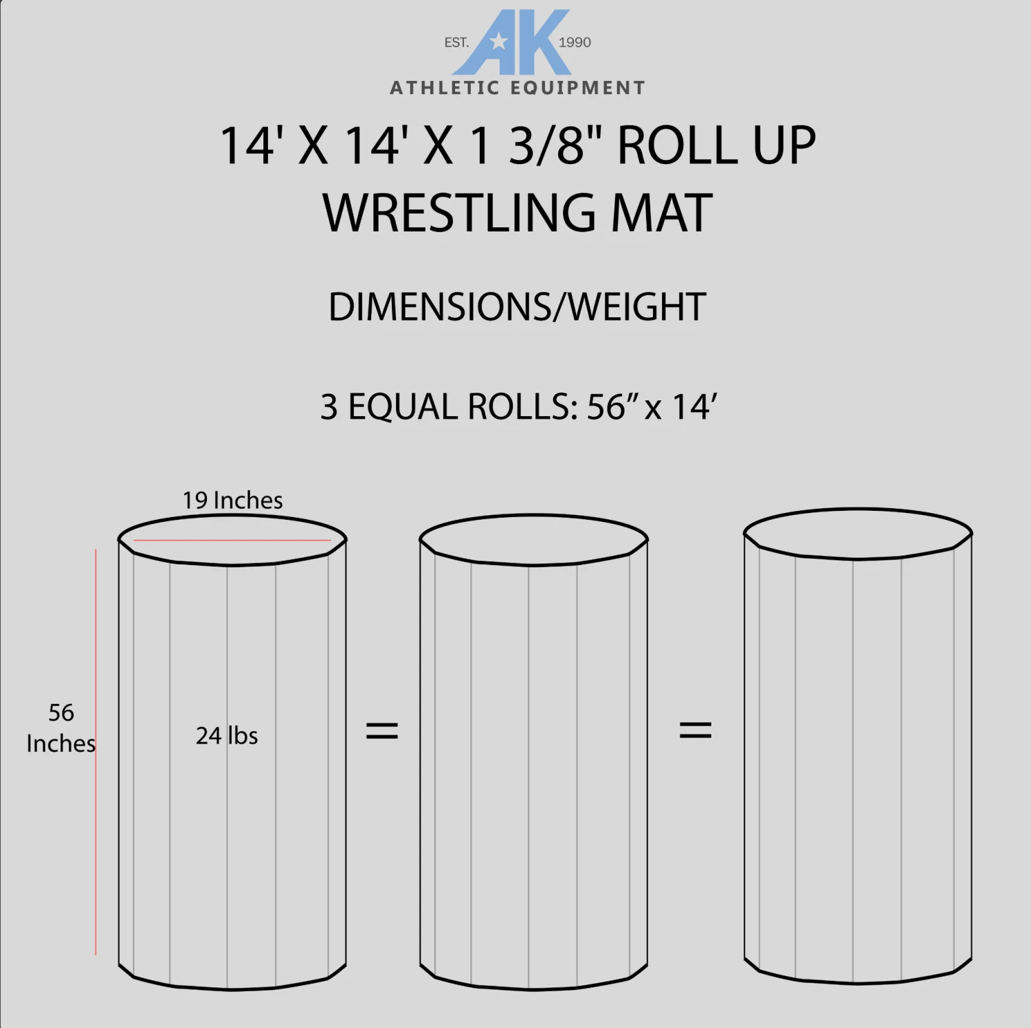 AK Athletic Equipment 14' X 14' X 1 3/8" Roll Up Wrestling Mat 8 AK Athletic Equipment 14' X 14' X 1 3/8" Roll Up Wrestling Mat - Image 8